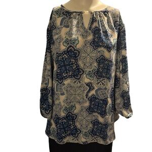 Blue Patterned Women's Blouse